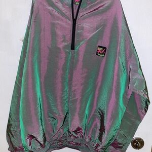 Surf Style Iridescent Jacket with Pink and Green Hues
